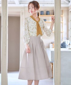 Tiaclasse 【選べる丈】麻調タックフレアスカート