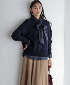 組曲 コットンカシミヤMIX クルーネックニット