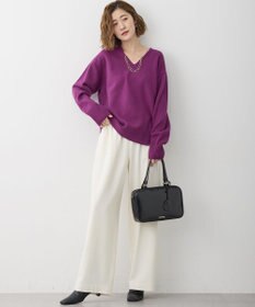 23区 L 【洗える】ナチュラルストレッチサキソニー ベイカー ドロスト パンツ