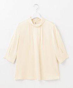 自由区 【洗える/UVケア/吸放湿性】シルクストレッチ ハイネックブラウス