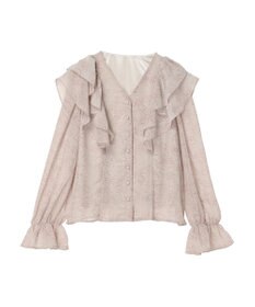 earth music&ecology 花柄ラッフルブラウス