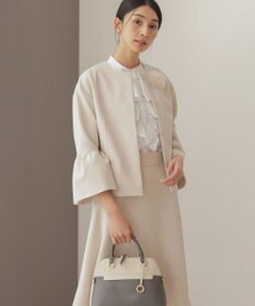 組曲 【KUMIKYOKU NAVY】コットンタッチシャーティングラッフルフレア ブラウス