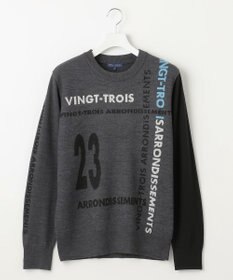 23区GOLF 【MEN】ロゴチェックジャガード　クルーネック ニット