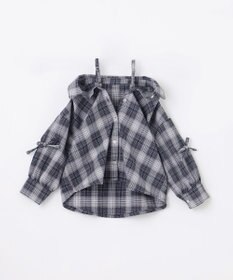 ANY KIDS オンオフショルダー チェックシャツ