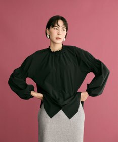 #Newans 【洗濯機可／撥水】シャーリングネック ボリュームスリーブシャツ