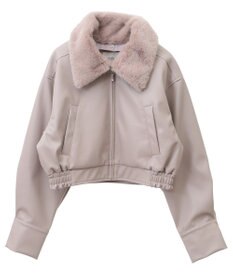 earth music&ecology 襟ファーレザーブルゾン