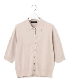 23区 L 【洗える/吊り干しOK】ヴィスコースストレッチ ポロニット カーディガン