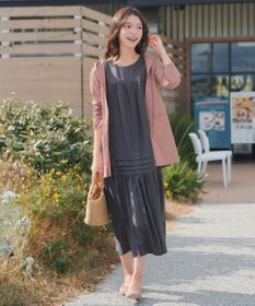 Tiaclasse 麻調ピンタックロングワンピース