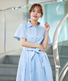 Tiaclasse 【洗える】フレアスリーブシャツワンピース