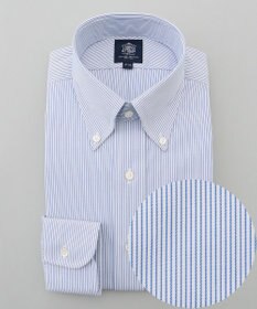 J.PRESS MEN 【PREMIUM PLEATS / 形態安定】マイクロストライプ ドレスシャツ / B.D. ネイビー系1