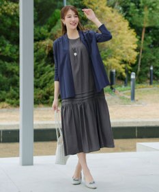 Tiaclasse 麻調ピンタックロングワンピース