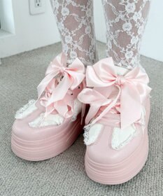 WEGO ダブルリボンフリルスニーカー