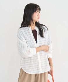 Green Parks シアーチェック７分袖シャツ