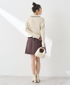 earth music&ecology バイカラートリムニットカーディガン