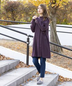 Tiaclasse アラン柄ニットチュニックワンピース