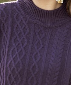 Tiaclasse アラン柄ニットチュニックワンピース