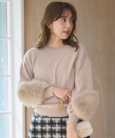 Feroux 【洗える】ファースリーブ ニットプルオーバー