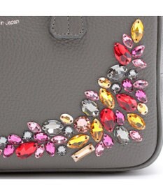 A.D.M.J. スワロフスキー・クリスタル　牛革　ボストンバッグ　23cm