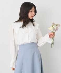 earth music&ecology ２ＷＡＹスクエアラッフルカラーブラウス