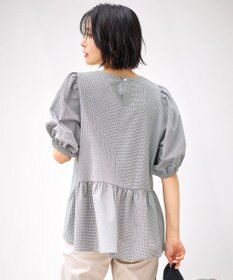 ANY サッカーギャザーバックペプラムブラウス