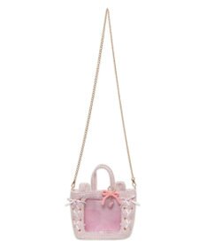 WEGO 【痛バ＆推し活グッズ】耳付きツイードレースアップミニぬいショルダー