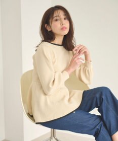 Feroux 【洗える】バイカラーペプラム ニット