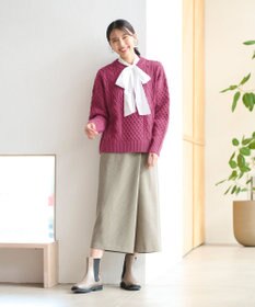 ANY L 【洗濯機可】ソフトタッチケーブルニット