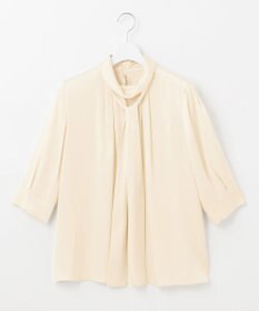 自由区 【洗える/UVケア/吸放湿性】シルクストレッチ ハイネックブラウス