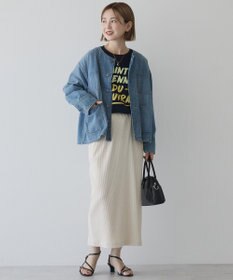 AMERICAN HOLIC ノーカラーデニムカバーオール