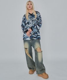 WEGO 【ユニセックス着用ITEM/MLサイズ展開】カモフラナンバリングホッケーT（LS）