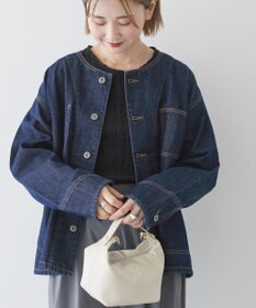 AMERICAN HOLIC ノーカラーデニムカバーオール