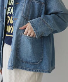 AMERICAN HOLIC ノーカラーデニムカバーオール