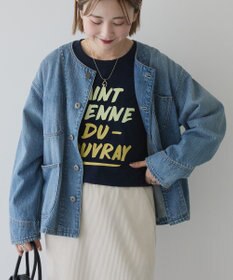 AMERICAN HOLIC ノーカラーデニムカバーオール