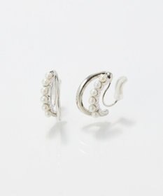 Phoebe 〈痛くないシリーズ/アレルギー対応〉プチパールダブルフープライトフィットイヤリング　シルバー