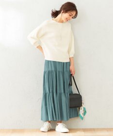 ANY 【ウエストゴム】シャンブレーライクティアード スカート