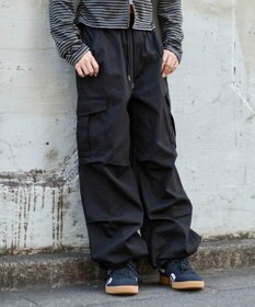 WEGO 【ウエストゴム/XSSMサイズ展開】ツイルイージーカーゴパンツ