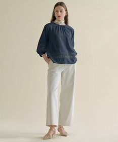 J.PRESS LADIES 麻シェルドライ ワイド ストレート パンツ