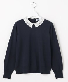 J.PRESS LADIES L レーヨンストレッチ 刺繡襟 ニット