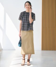 J.PRESS LADIES 【洗える】シアーストライプ＆チェック ブラウスライク カットソー