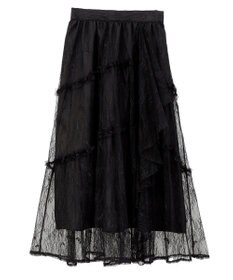 earth music&ecology レースフリルティアードスカート