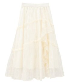 earth music&ecology レースフリルティアードスカート