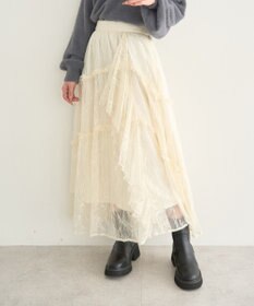earth music&ecology レースフリルティアードスカート