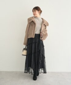 earth music&ecology レースフリルティアードスカート