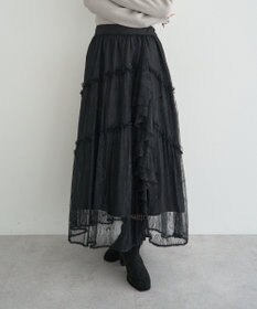 earth music&ecology レースフリルティアードスカート