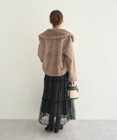 earth music&ecology レースフリルティアードスカート