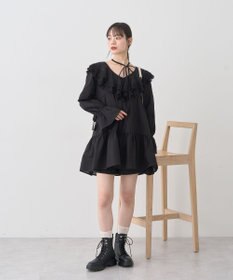 earth music&ecology 【綿100％】サイドリボンラッフルミニワンピース