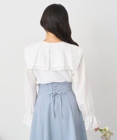 earth music&ecology ２ＷＡＹスクエアラッフルカラーブラウス
