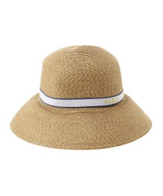 MOONBAT 【洗える】FURLA(フルラ)  ロゴ刺繍リボン 天然ハット