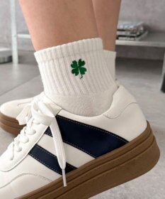 WEGO 刺繍アンクルパイルソックス