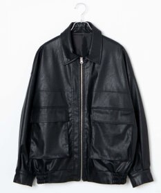 WEGO ヴィンテージライクFレザーBIGブルゾン